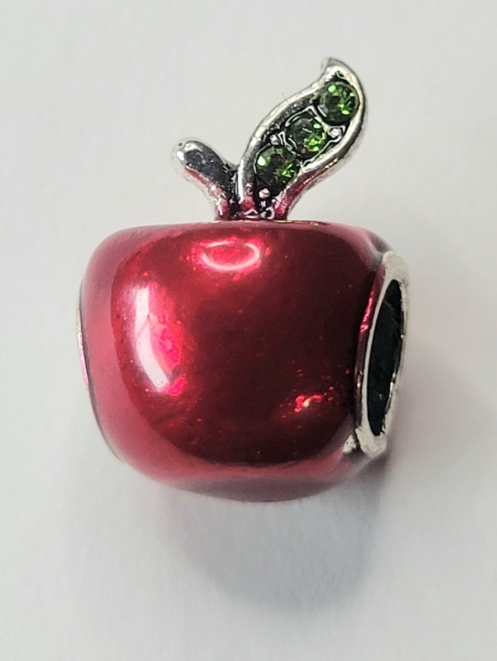 NWT For Pandora Bracelets Candy Apple Red Charm For Teachers Green Rhinestones - Picture 5 of 5
